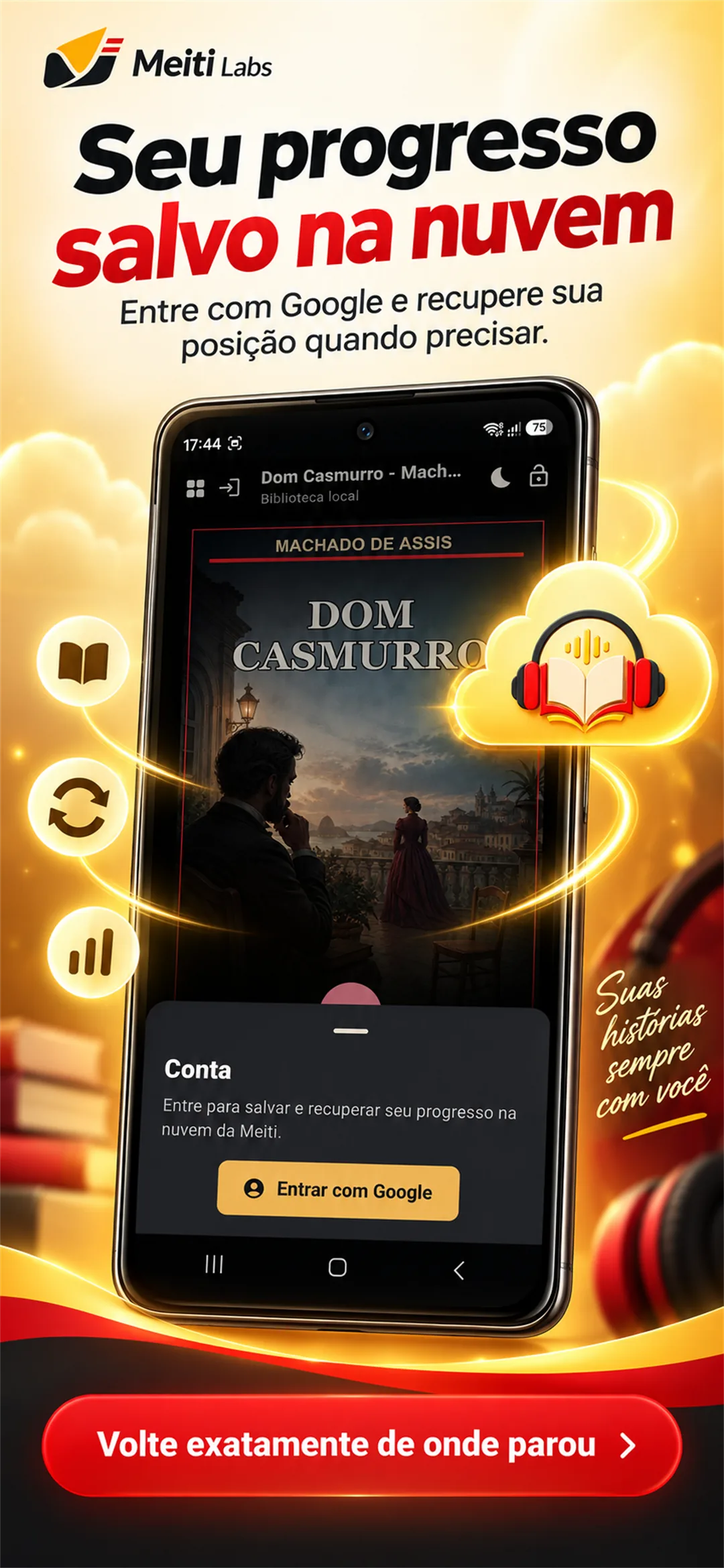 Progresso salvo na nuvem com login Google