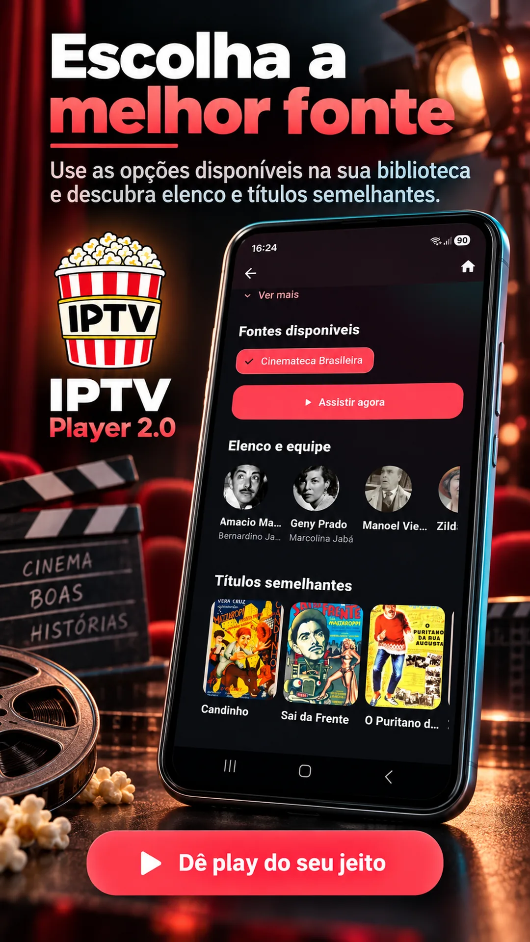 Fontes disponíveis, elenco e títulos semelhantes